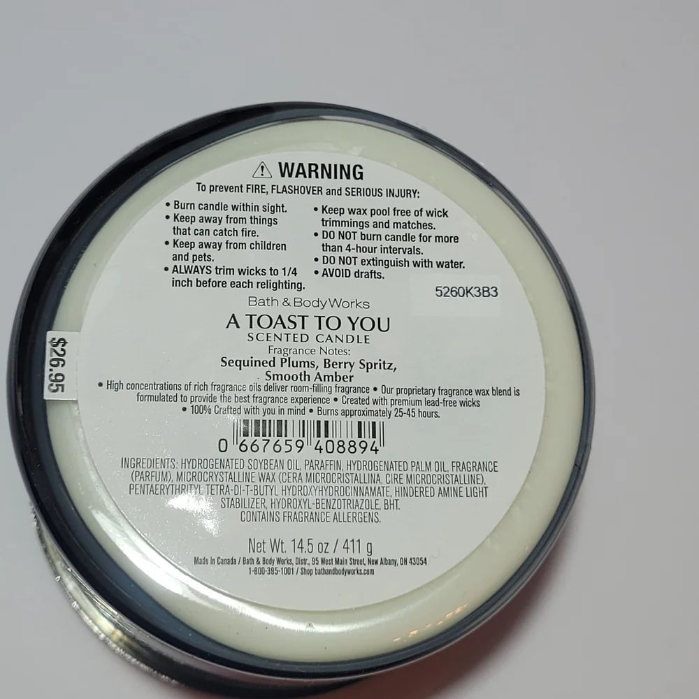 2 Bath & Body Works A Toast To You 3 Wick Candle Bundle